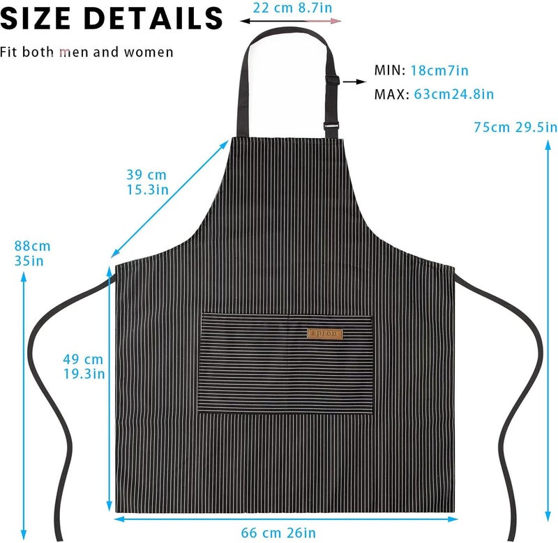 BeLuyi Adjustable Bib Apron with 2 Pockets Chef Cooking Kitchen Restaurant Aprons for Women Men - Image 2
